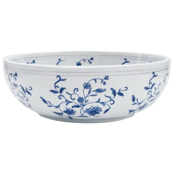 Countertop Basin White and Blue Round Î¦41x14 cm Ceramic