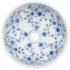 Countertop Basin White and Blue Round Î¦41x14 cm Ceramic