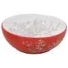 Countertop Basin White and Red Round Î¦41x14 cm Ceramic