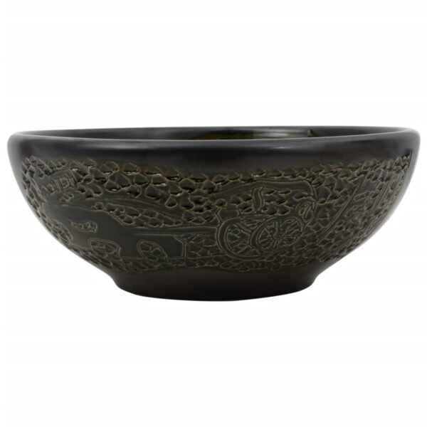 Countertop Basin Black Round Î¦41x14 cm Ceramic