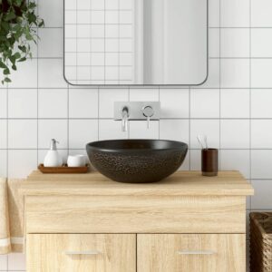 Countertop Basin Black Round Î¦41x14 cm Ceramic