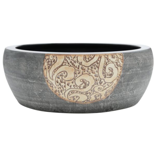 Countertop Basin Black and Brown Round Î¦41x14 cm Ceramic