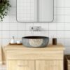Countertop Basin Black and Brown Round Î¦41x14 cm Ceramic
