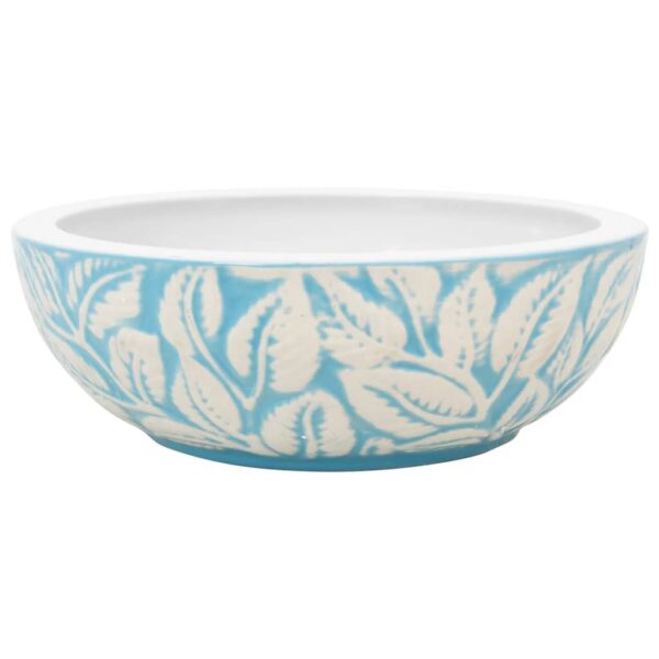 Countertop Basin White and Blue Round Î¦41x14 cm Ceramic