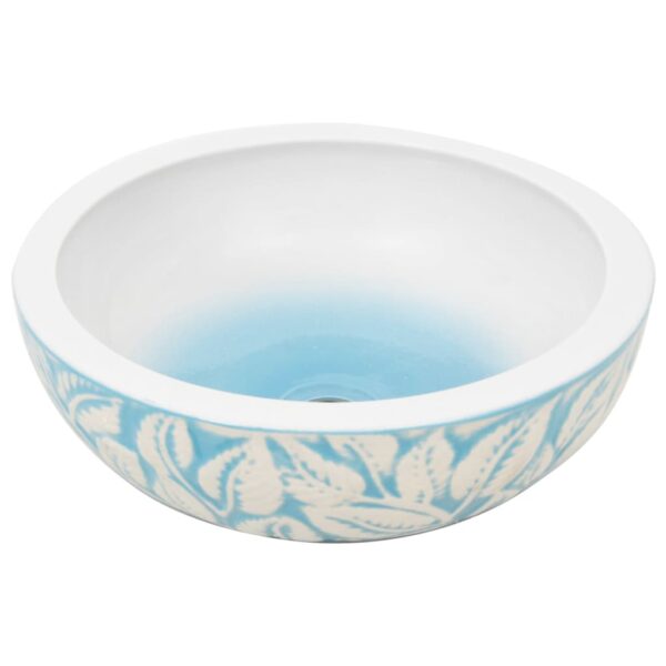Countertop Basin White and Blue Round Î¦41x14 cm Ceramic