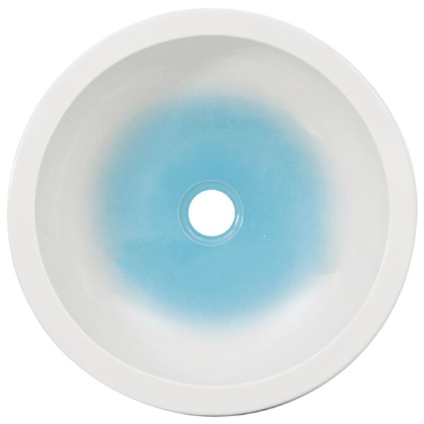 Countertop Basin White and Blue Round Î¦41x14 cm Ceramic