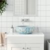 Countertop Basin White and Blue Round Î¦41x14 cm Ceramic