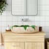 Countertop Basin Green and Brown Oval 59x40x15 cm Ceramic