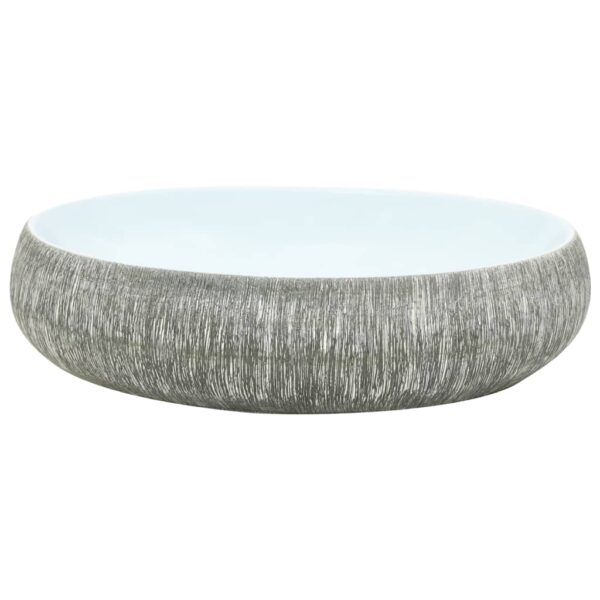Countertop Basin Grey and Blue Oval 59x40x15 cm Ceramic