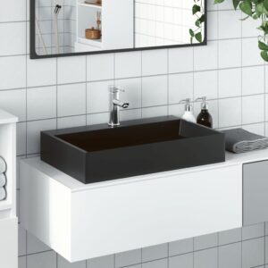 Wash Basin 60x38x11 cm Mineral Cast Marble Cast Matt Black