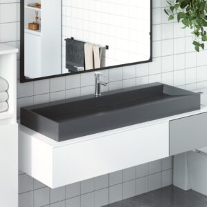 Wash Basin 120x46x11 cm Mineral Cast Marble Cast Anthracite