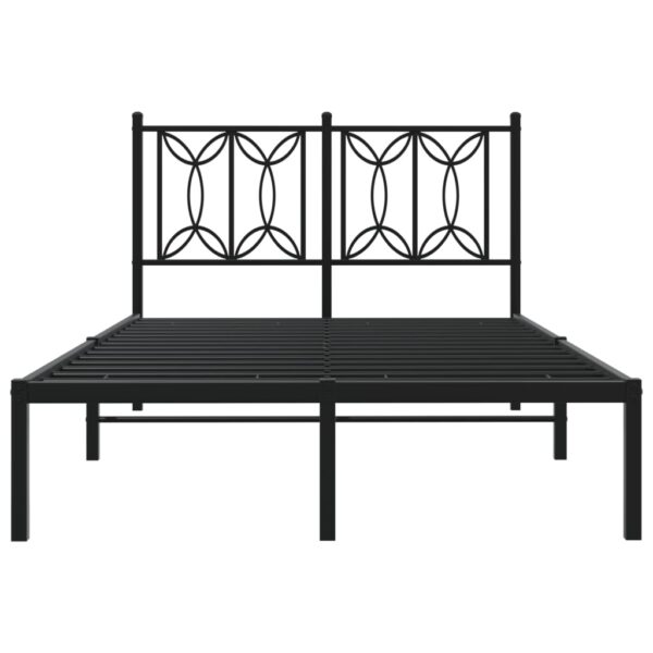 Metal Bed Frame without Mattress with Headboard Black 120x190cm