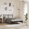 Metal Bed Frame without Mattress with Headboard Black 120x190cm
