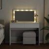 Dressing Table with LED White 100x40x120 cm