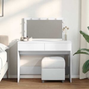 Dressing Table with LED White 100x40x120 cm