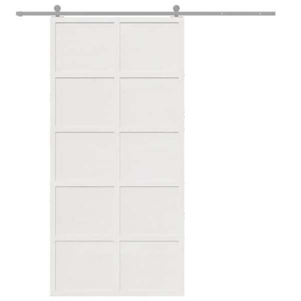 Barn Door White 100x208 cm Solid Wood Pine