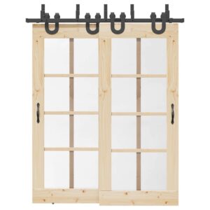 Sliding Door Hardware Kit 183 cm Steel Black