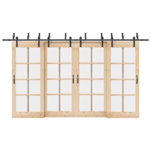 Sliding Door Hardware Kit 400 cm Steel Black