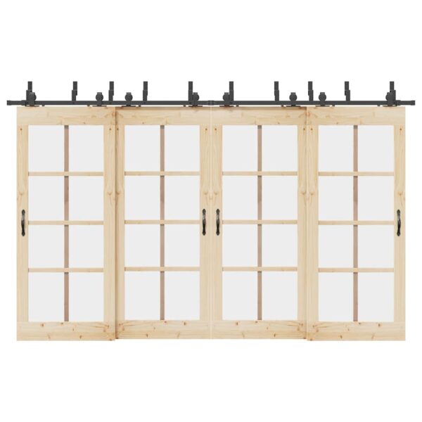 Sliding Door Hardware Kit 366 cm Steel Black