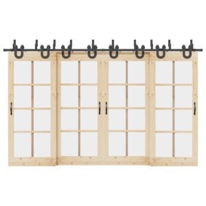 Sliding Door Hardware Kit 366 cm Steel Black