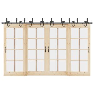 Sliding Door Hardware Kit 366 cm Steel Black