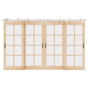 Sliding Door Hardware Kit 366 cm Stainless Steel Silver