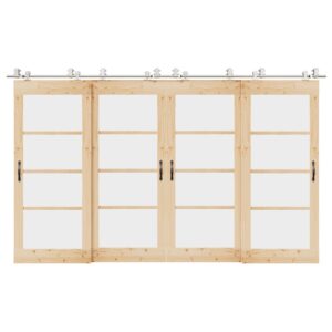 Sliding Door Hardware Kit 366 cm Stainless Steel Silver