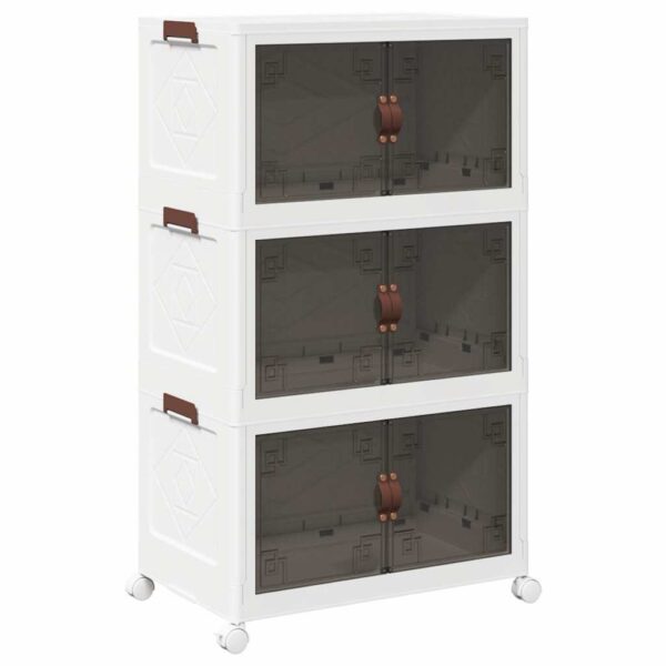 Stackable Storage Box with Wheels 3-Tier 75 L 64x39.5x110.5 cm