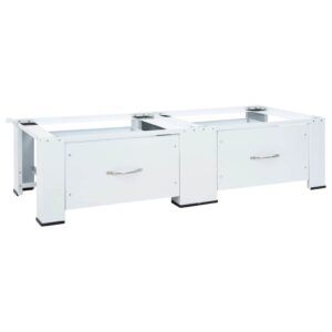 Double Washing Machine Pedestal with Drawers White