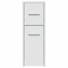 Narrow Bathroom Cupboard with Wheels White Engineered Wood
