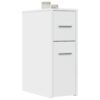 Narrow Bathroom Cupboard with Wheels White Engineered Wood