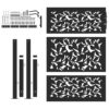 Garden Gate Black 105x130 cm Steel Leaf Design