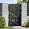 Garden Gate Black 105x155 cm Steel Leaf Design
