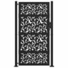 Garden Gate Black 105x180 cm Steel Leaf Design