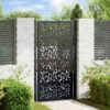 Garden Gate Black 105x180 cm Steel Leaf Design