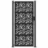 Garden Gate Black 105x205 cm Steel Leaf Design