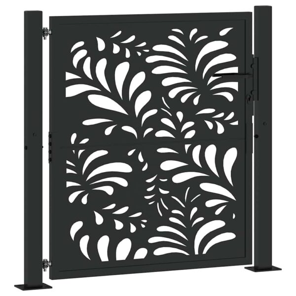 Garden Gate Black 105x106 cm Steel Wave Design