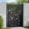 Garden Gate Black 105x130 cm Steel Wave Design