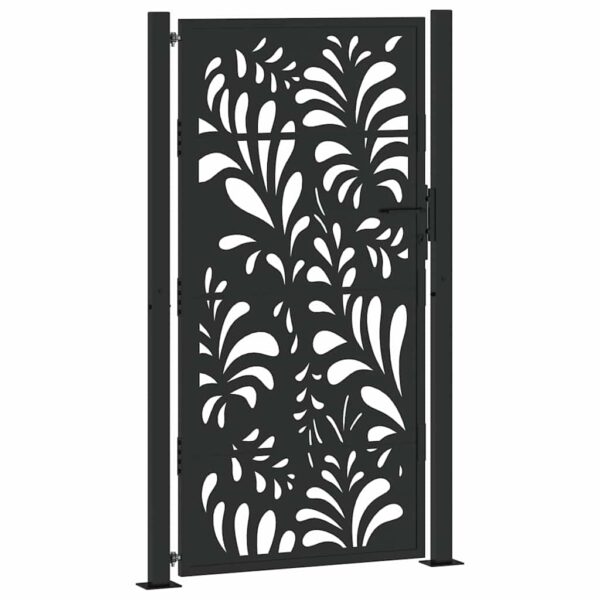 Garden Gate Black 105x180 cm Steel Wave Design
