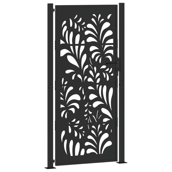 Garden Gate Black 105x205 cm Steel Wave Design