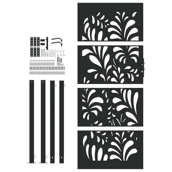 Garden Gate Black 105x205 cm Steel Wave Design