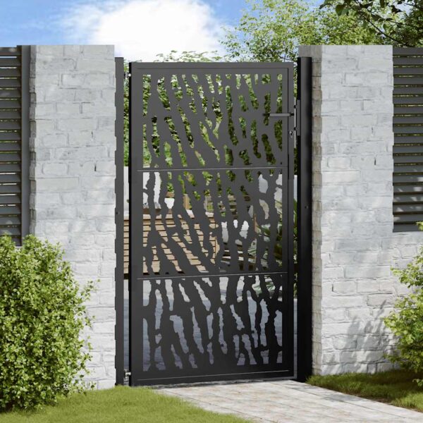 Garden Gate Black 105x155 cm Steel Trace Design