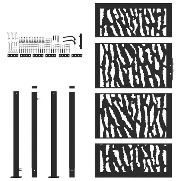 Garden Gate Black 105x180 cm Steel Trace Design