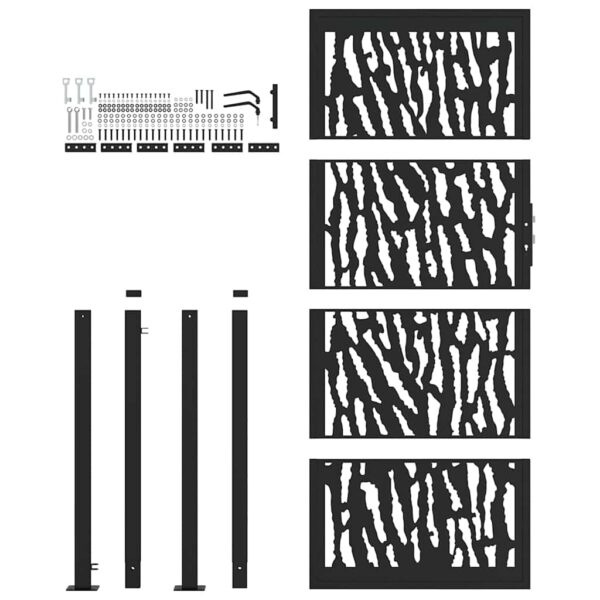 Garden Gate Black 105x205 cm Steel Trace Design