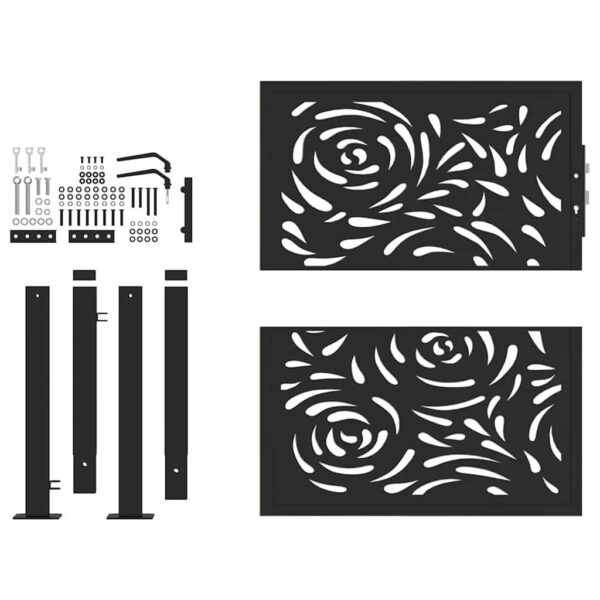 Garden Gate Black 105x106 cm Steel Flame Design