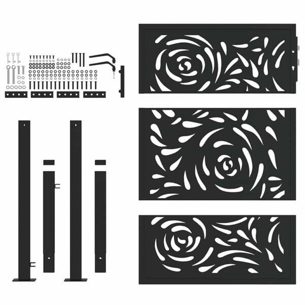 Garden Gate Black 105x130 cm Steel Flame Design