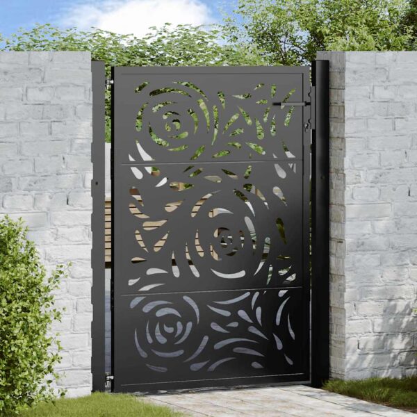 Garden Gate Black 105x130 cm Steel Flame Design