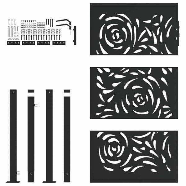Garden Gate Black 105x155 cm Steel Flame Design