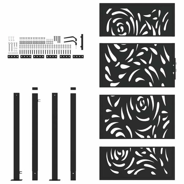Garden Gate Black 105x180 cm Steel Flame Design