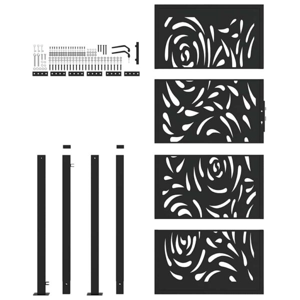 Garden Gate Black 105x205 cm Steel Flame Design